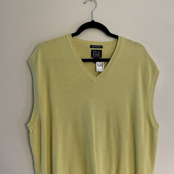 Jos.A. Bank Men's SZ L Light Green/Yellow 100% Pima Cotton Knit Sweater Vest NWT - Picture 3 of 10